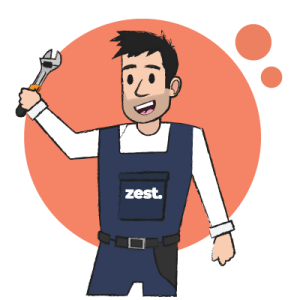 Oven with a dog beside it, representing a household appliance covered by Zest Protect