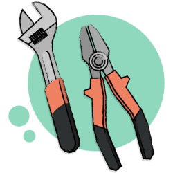 Spanner and plier icon representing appliance repair