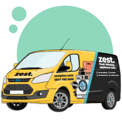 Zest Plan van icon used by appliance engineers for home appliance repairs and visits