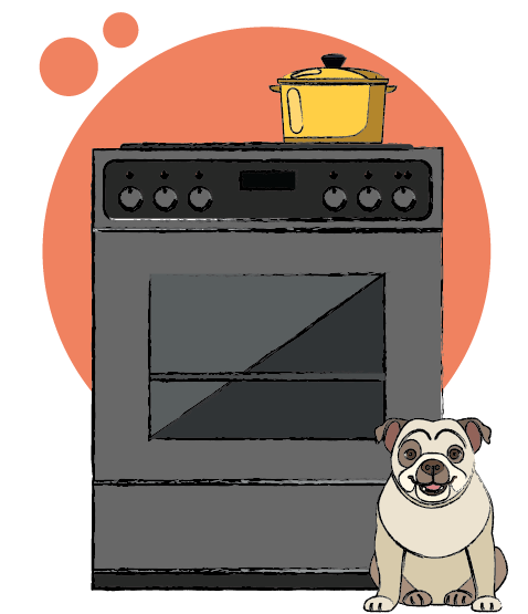 Image of a cooker with a yellow cooking pan on top, showcasing one of the kitchen appliances we cover