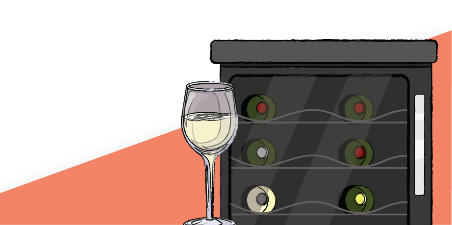 Kitchen wine cooler with a wine bottle and glass beside it – a kitchen appliance suited to relaxed home living