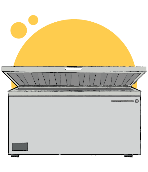Image of a washing machine with a cat and laundry basket on top, showcasing one of the kitchen appliances we cover