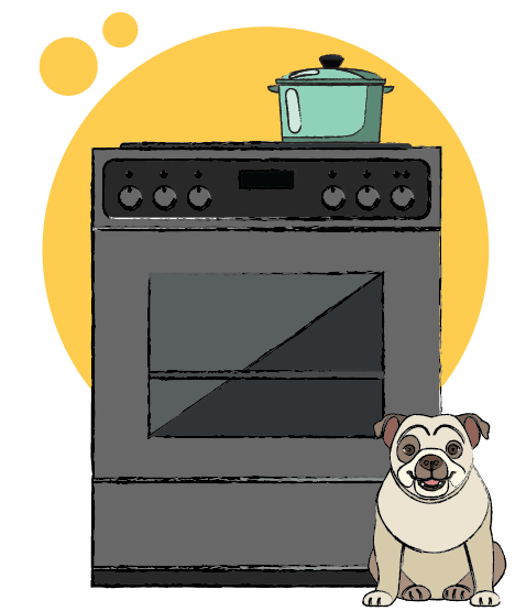 Image of a washing machine with a cat and laundry basket on top, showcasing one of the kitchen appliances we cover