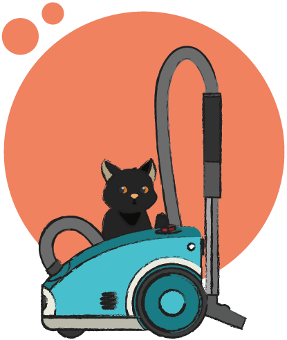 Cat sitting on a vacuum cleaner – a home appliance eligible for Zest Protect cover
