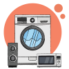 Oven with a dog beside it, representing a household appliance covered by Zest Appliance Care Plan