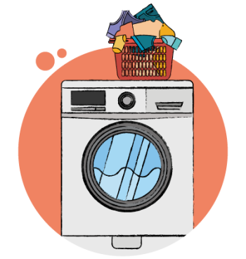 A washing machine with basket on the top. We believe in proactive care, done properly, makling homes easier to run.